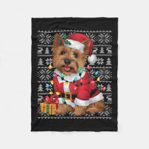 Xmas Sweater Style Ugly Santa Cairn Terrier Dog Ch Fleece Blanket