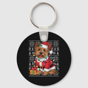 Xmas Sweater Style Ugly Santa Cairn Terrier Dog Ch Key Ring