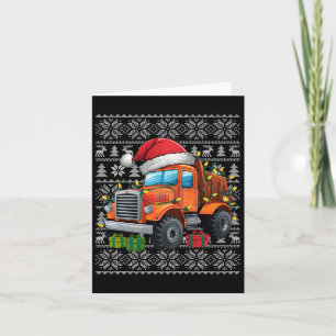 Xmas Sweater Style Ugly Santa Construction Truck C Card