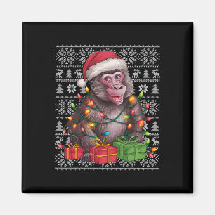 Xmas Sweater Style Ugly Santa Hat Baboon Christmas Magnet