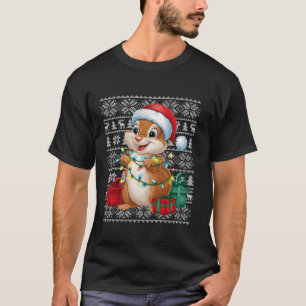 Xmas Sweater Style Ugly Santa Hat Chipmunk Christm