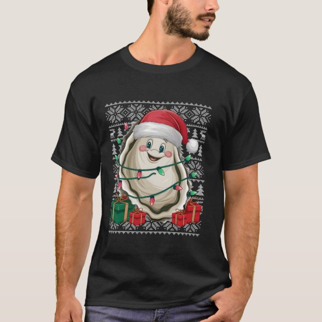 Xmas Sweater Style Ugly Santa Hat Funny Oyster Chr (Front)