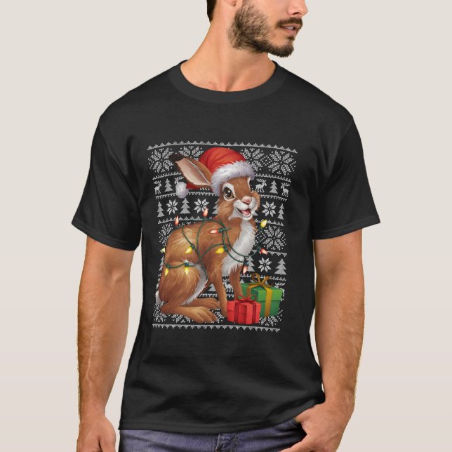 Xmas Sweater Style Ugly Santa Hat Hare Christmas (Front)