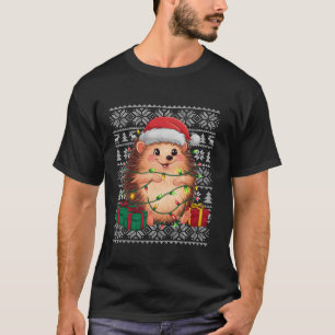 Xmas Sweater Style Ugly Santa Hat Hedgehog Christm