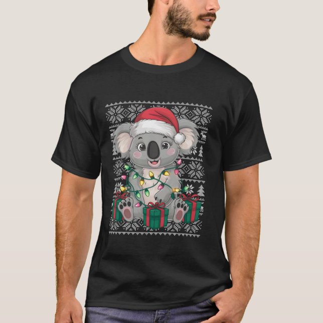 Xmas Sweater Style Ugly Santa Hat Koala Christmas  (Front)