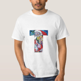 XMAS T LETTER /SANTA  CLAUS WITH VIOLIN MONOGRAM T-Shirt