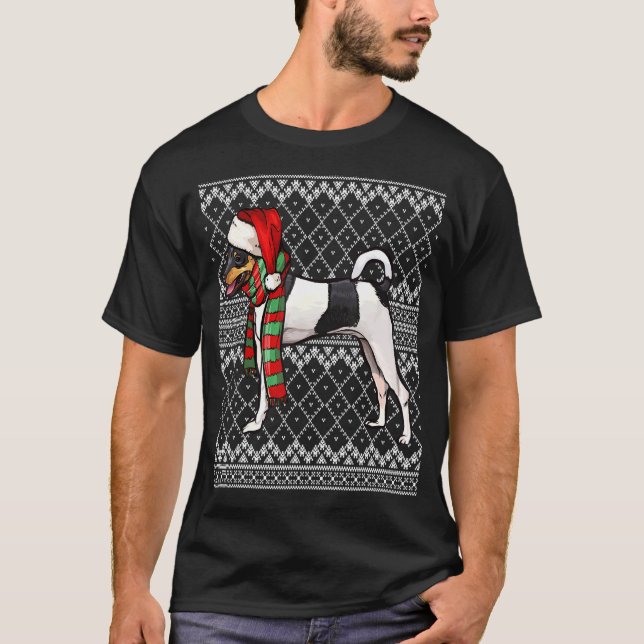 Xmas Toy Fox Terrier Santa Claus Hat Ugly Christma T-Shirt (Front)