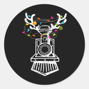 Xmas Train Reindeer Christmas Railroad  Classic Round Sticker