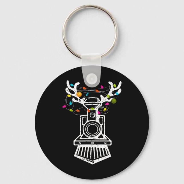 Xmas Train Reindeer Christmas Railroad  Key Ring (Front)