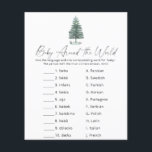 Xmas tree - Baby Around the world game<br><div class="desc">Winter christmas tree Baby shower party. Christmas tree evergreen. Watercolor pine tree. Gender neutral style. Matching items available.</div>