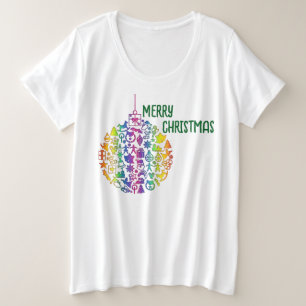 Xmas - Tree- Ball with Christmas Icons 1 Plus Size T-Shirt