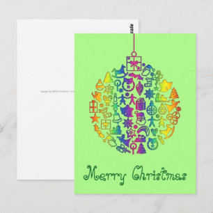 Xmas - Tree- Ball with Christmas Icons 1 Postcard