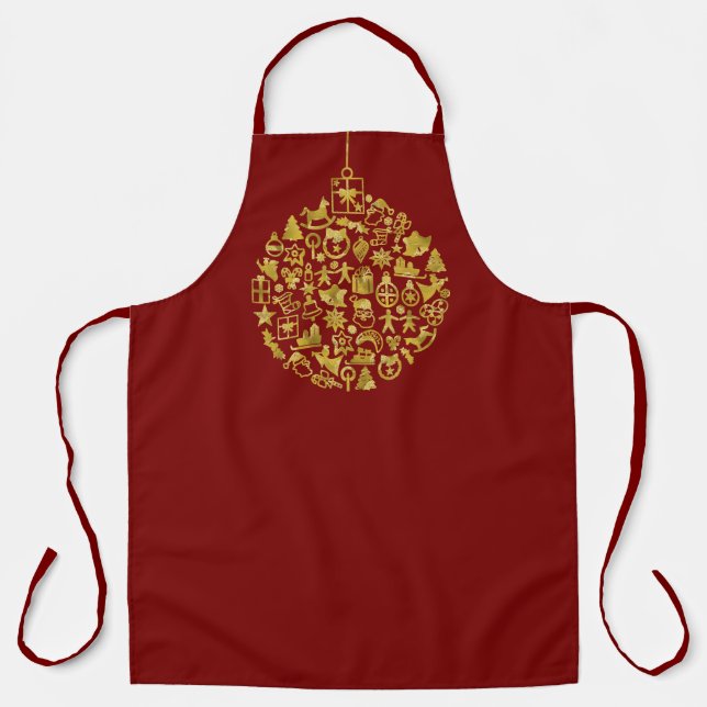 Xmas - Tree- Ball with Christmas Icons 2 Apron (Front)