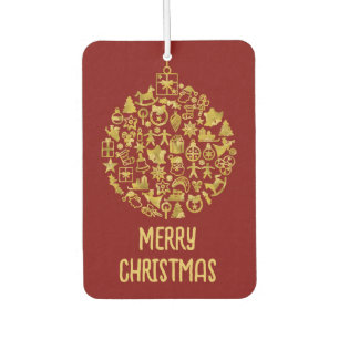 Xmas - Tree- Ball with Christmas Icons 2 Car Air Freshener