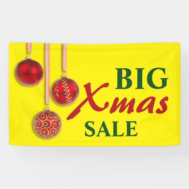 Xmas Tree Baubles red + your ideas Banner (Horizontal)