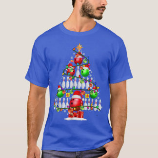 Xmas Tree Bowling Xmas Lights Santa Bowling Ball P T-Shirt