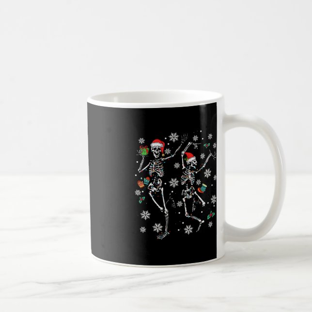 Xmas Tree Christmas Lights Christmas Skeleton Danc Coffee Mug (Right)