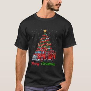 Xmas Tree Decoration Firefighter Fire Truck Christ T-Shirt