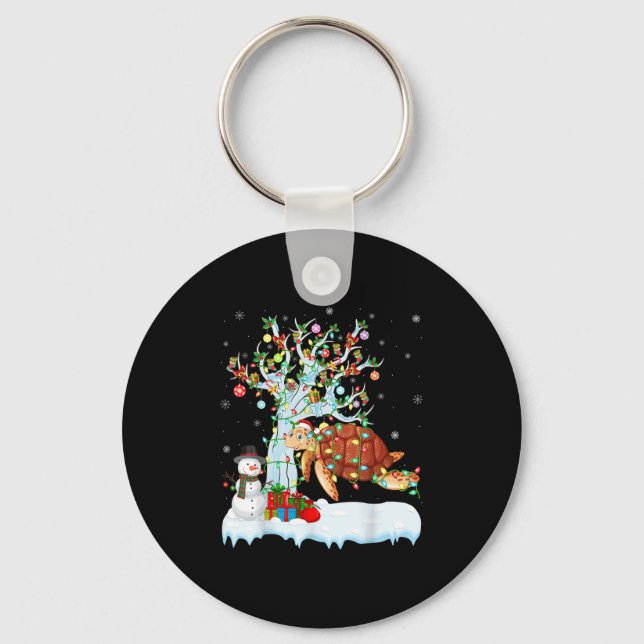 Xmas Tree Decoration Lighting Sea Turtle Christmas Key Ring (Front)