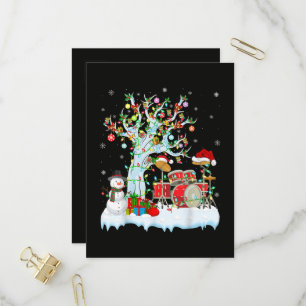 Xmas Tree Decoration Lights Musical Drum Christmas Invitation Postcard
