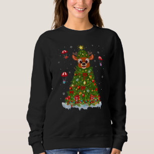 Xmas Tree Decorations Lights Santa Deer Christmas Sweatshirt