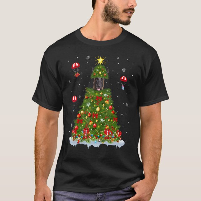 Xmas Tree Decorations Santa Belgian Malinois Dog C T-Shirt (Front)