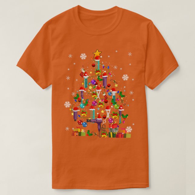 Xmas Tree Hairstylist Xmas Lights Tree Hairstylist T-Shirt (Design Front)