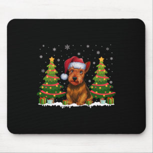 Xmas Tree Light Scottish Terrier Dog Santa Christm Mouse Pad