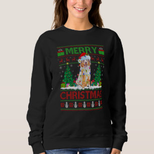 Xmas Tree Light Ugly Santa Australian Shepherd Dog Sweatshirt