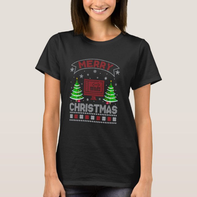 Xmas Tree Lighting Men Women Coding Ugly Christmas T-Shirt (Front)