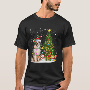 Xmas Tree Lighting Santa Australian Shepherd Dog C T-Shirt