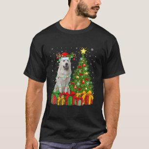 Xmas Tree Lighting Santa Great Pyrenees Dog Christ T-Shirt