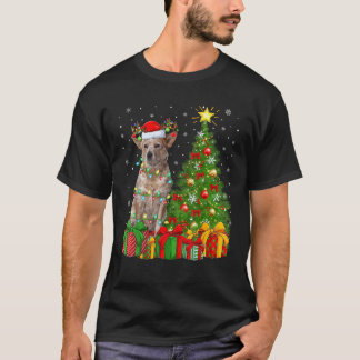 Xmas Tree Lighting Santa Hat Australian Cattle Dog T-Shirt