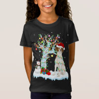 Xmas Tree Lighting Santa Hat Brittany Spaniel Dog
