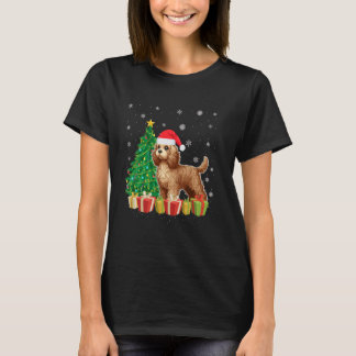 Xmas Tree Lighting Santa Hat Cockapoo Dog Christma T-Shirt