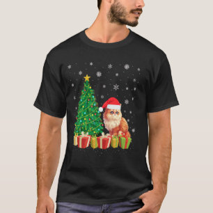 Xmas Tree Lighting Santa Hat Persian Cat Christmas T-Shirt