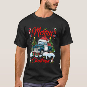 Xmas Tree Lighting Santa Hat Police Truck Christma T-Shirt