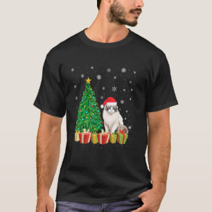 Xmas Tree Lighting Santa Hat Ragdoll Cat Christmas T-Shirt