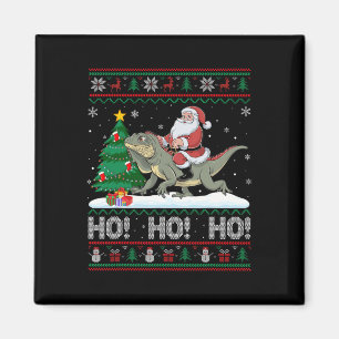 Xmas Tree Lighting Santa Riding Iguana Christmas  Magnet