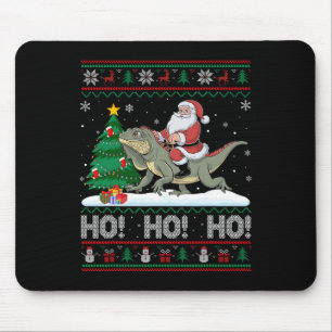 Xmas Tree Lighting Santa Riding Iguana Christmas Mouse Pad