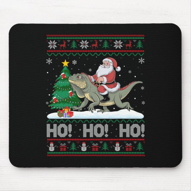 Xmas Tree Lighting Santa Riding Iguana Christmas  Mouse Pad (Front)
