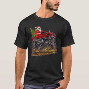 Xmas Tree Lighting Santa Riding Monster Truck Chri T-Shirt