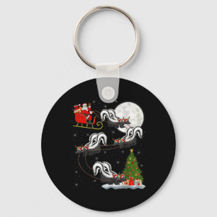 Xmas Tree Lighting Santa Riding Skunk Christmas T Key Ring
