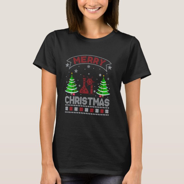 Xmas Tree Lighting Science Medical Lab Ugly Christ T-Shirt (Front)