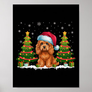 Xmas Tree Lights Apoo Dog Santa Hat Christmas Swea Poster