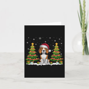 Xmas Tree Lights Beagle Dog Santa Hat Christmas Sw Card