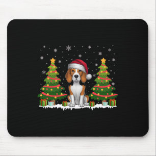 Xmas Tree Lights Beagle Dog Santa Hat Christmas Sw Mouse Pad