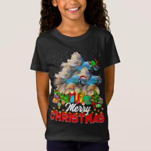 Xmas Tree Lights Christmas Pajama Fish Animals Lov T-Shirt