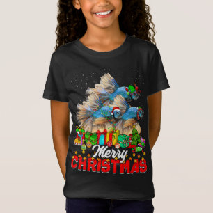 Xmas Tree Lights Christmas Pajama Fish Animals Lov T-Shirt