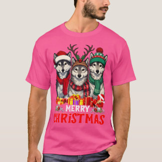 Xmas Tree Lights Christmas Wolf Animals Lover T-Shirt